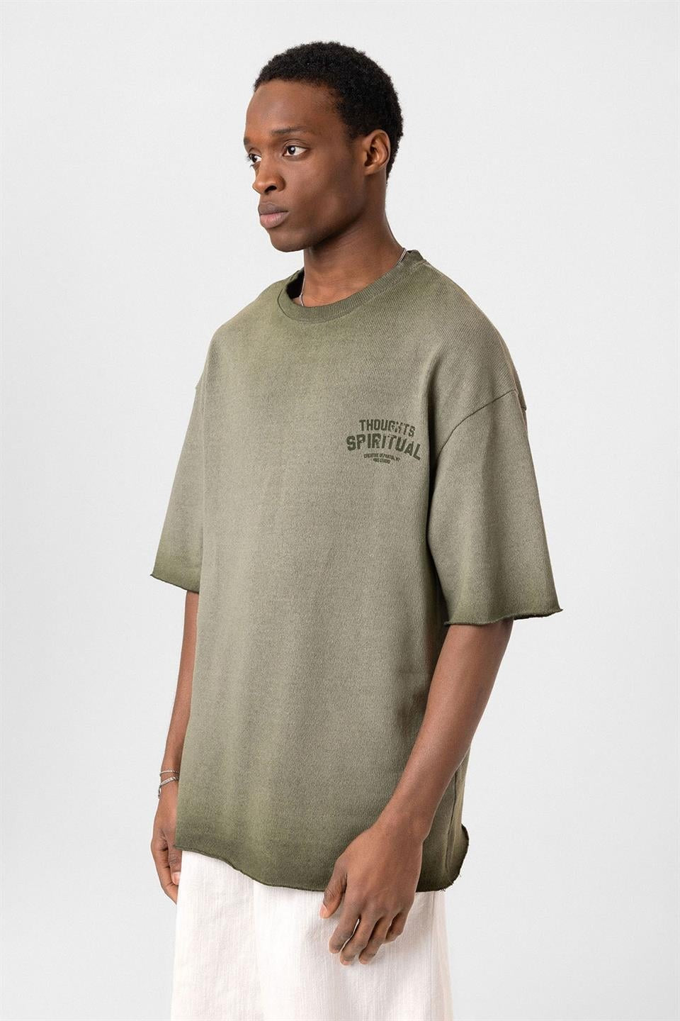 Oversized Washed Printed Knit T-Shirt