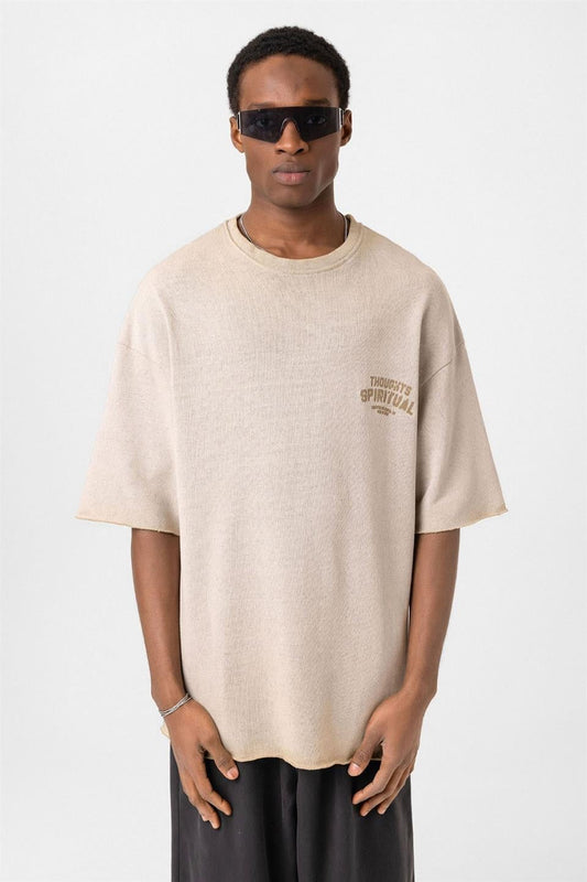 Oversized Washed Printed Knit T-Shirt