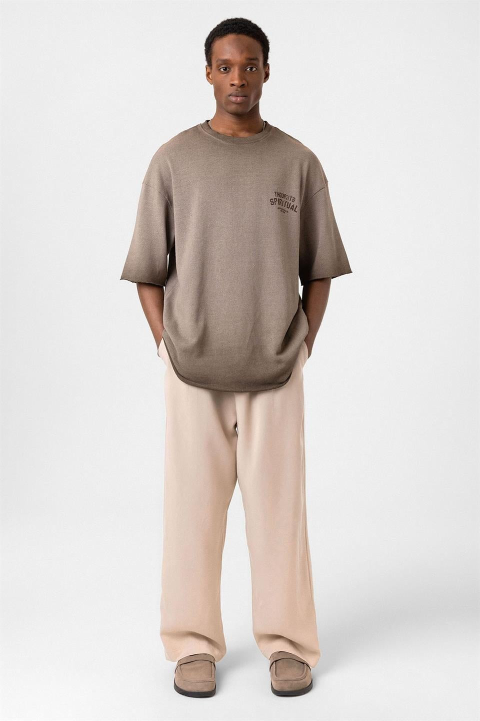 Oversized Washed Printed Knit T-Shirt