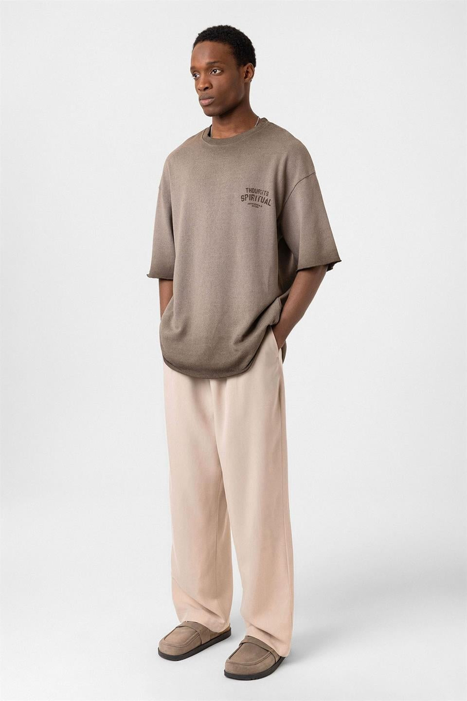 Oversized Washed Printed Knit T-Shirt