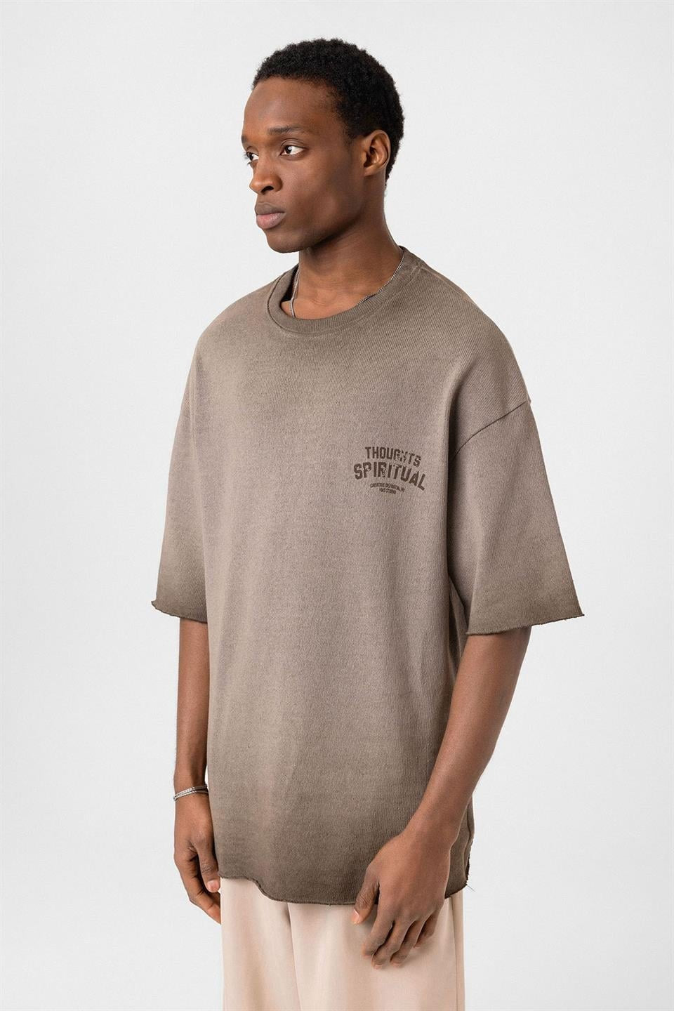 Oversized Washed Printed Knit T-Shirt