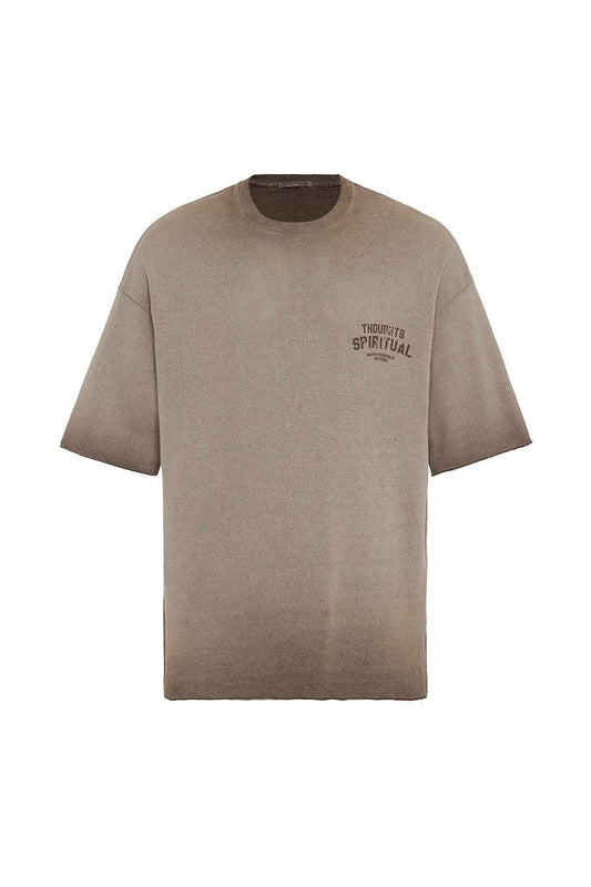 Oversized Washed Printed Knit T-Shirt