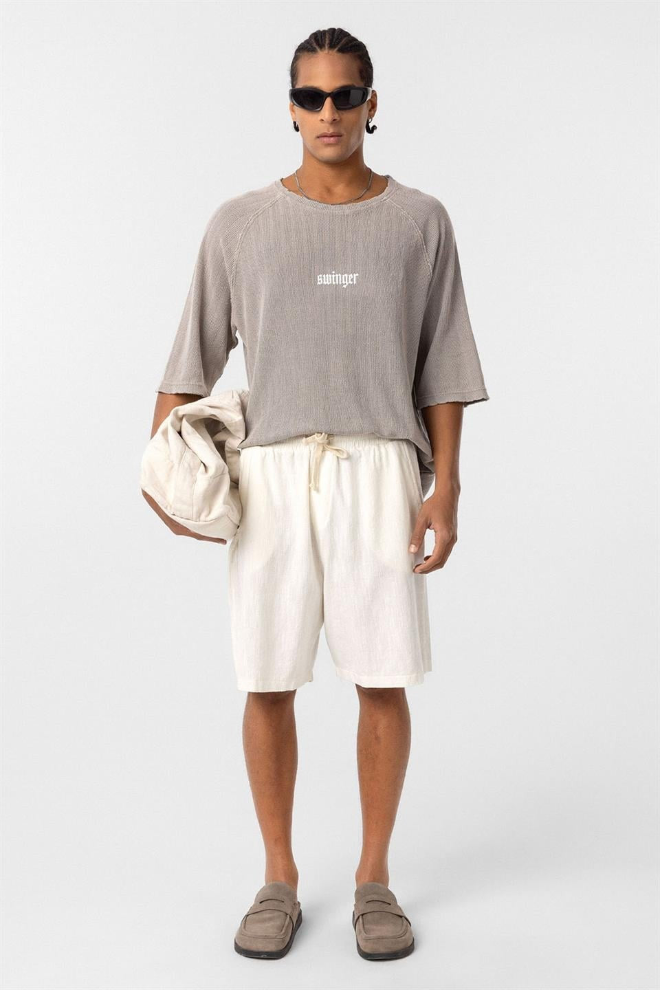 Oversized Printed Knit T-Shirt (Machine Washable)