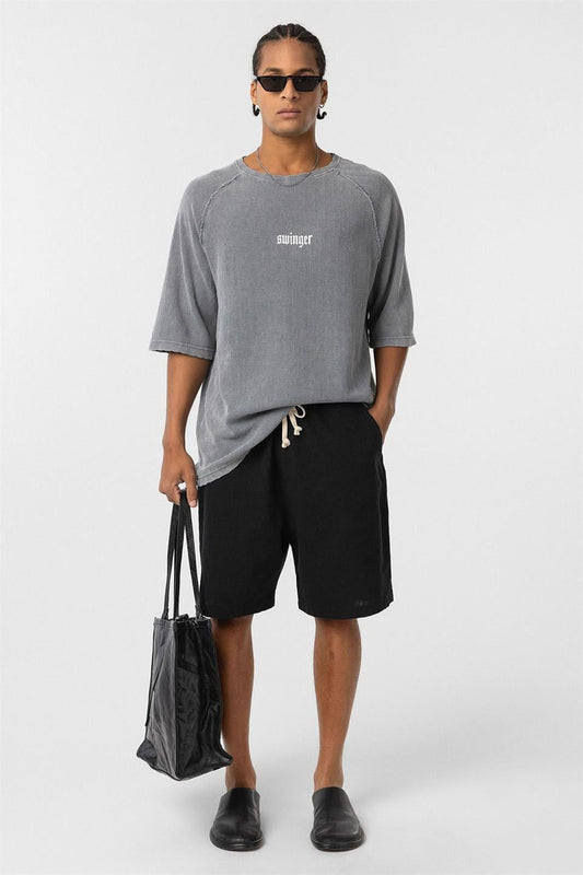 Oversized Printed Knit T-Shirt (Machine Washable)