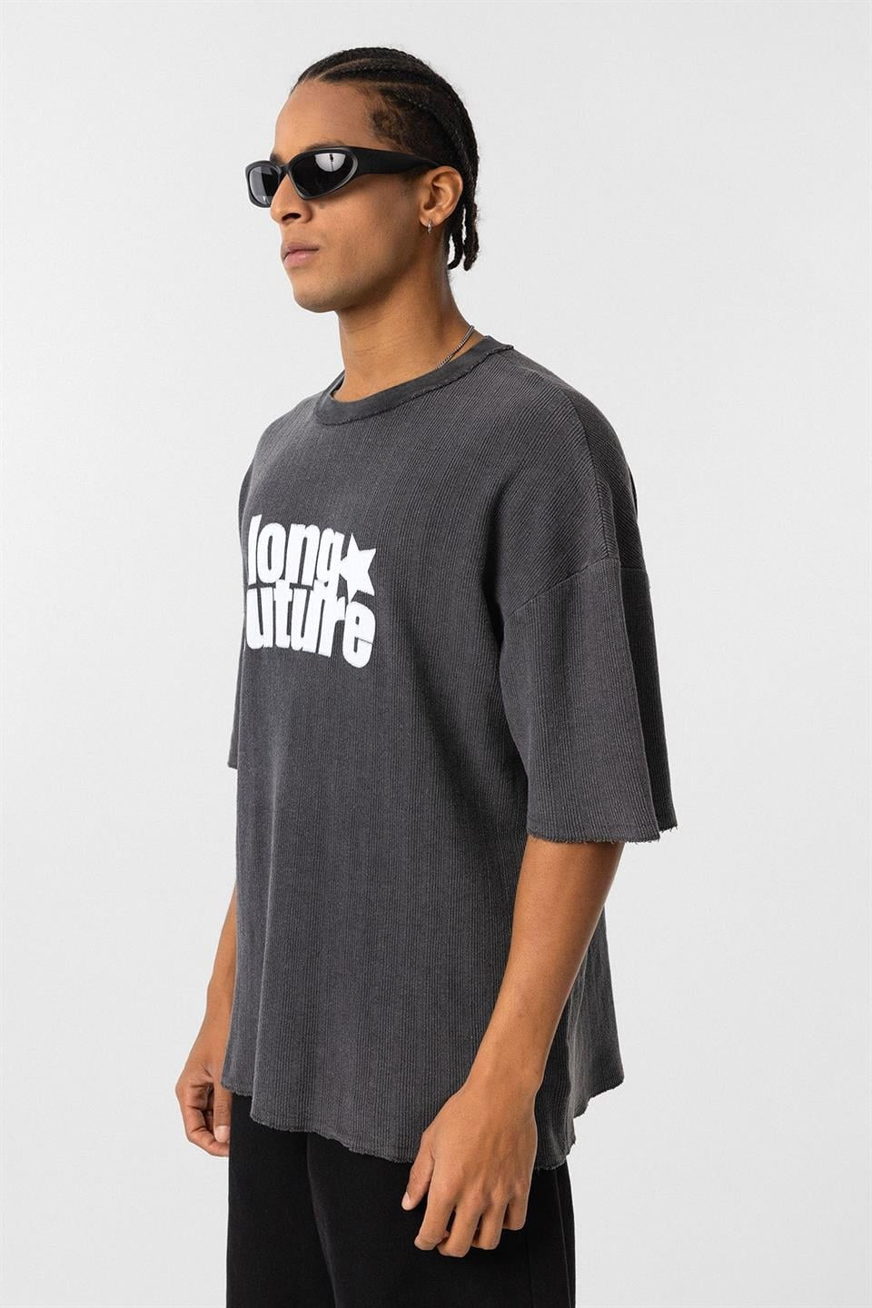 Oversized Knit T-Shirt (Machine Washable), Black