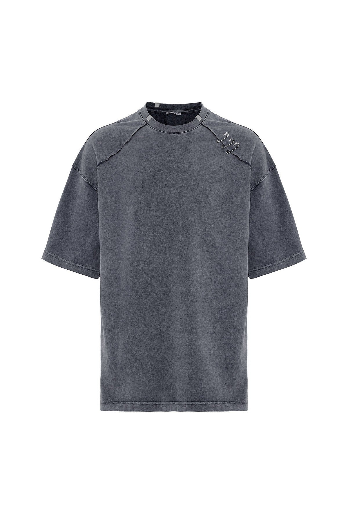 Oversized T-Shirt with Washed Collar Detail