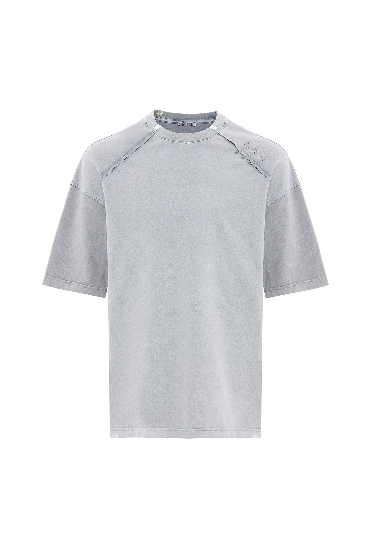 Oversized T-Shirt with Washed Collar Detail
