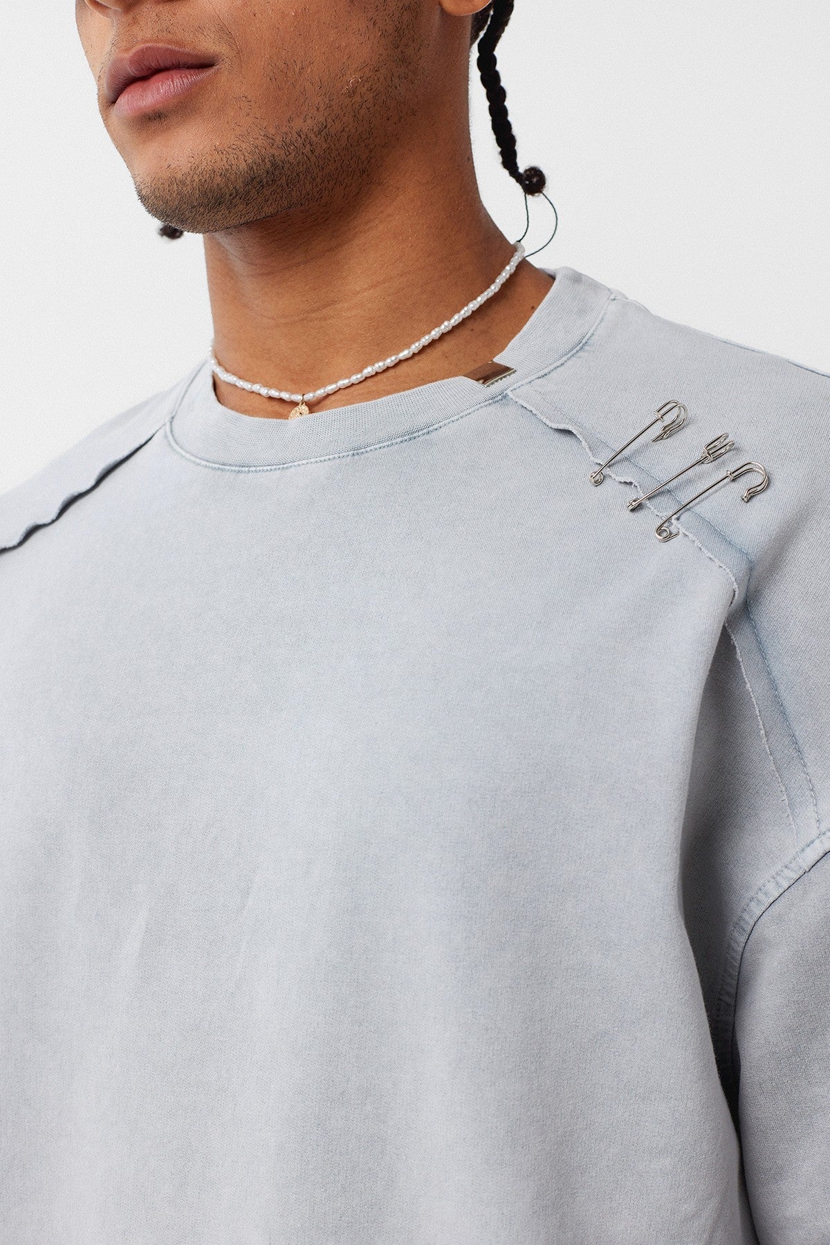Oversized T-Shirt with Washed Collar Detail