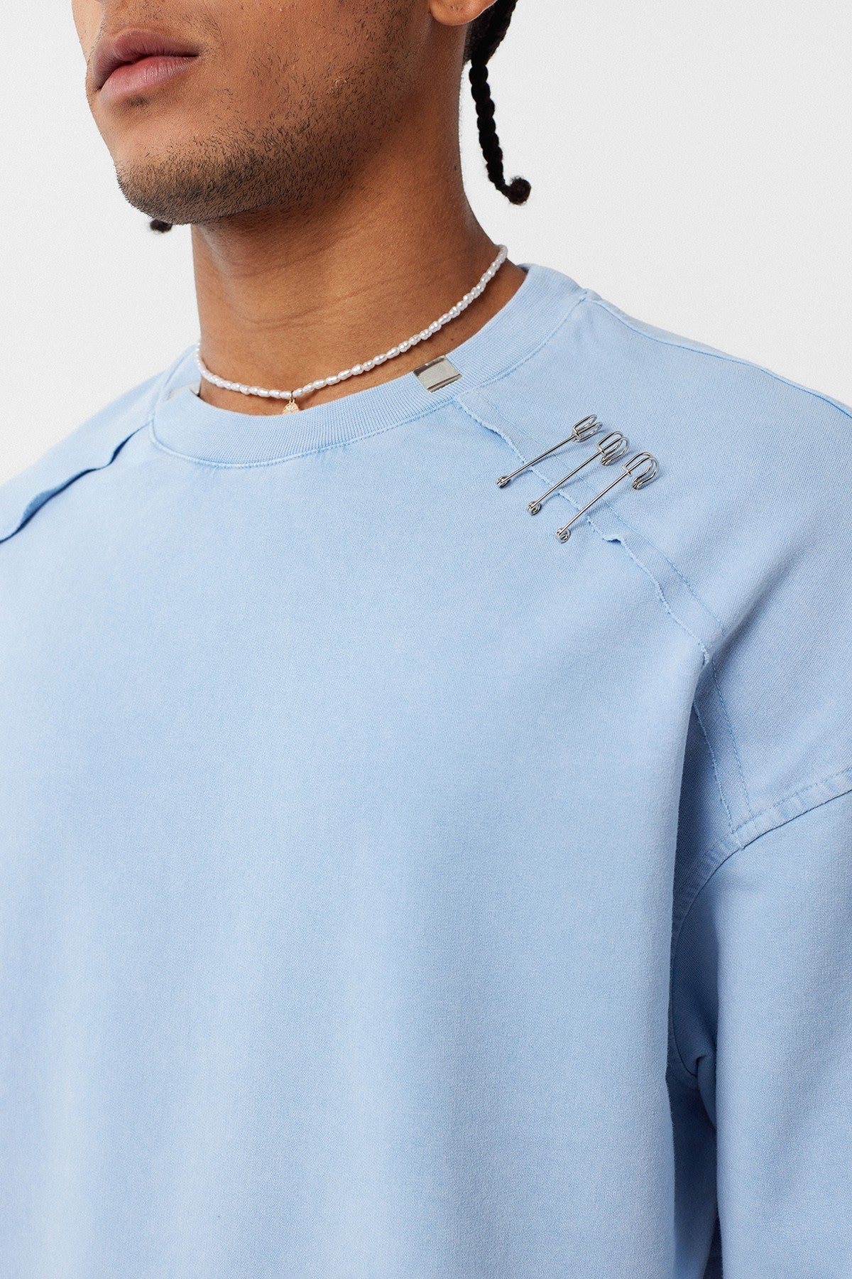 Oversized T-Shirt with Washed Collar Detail
