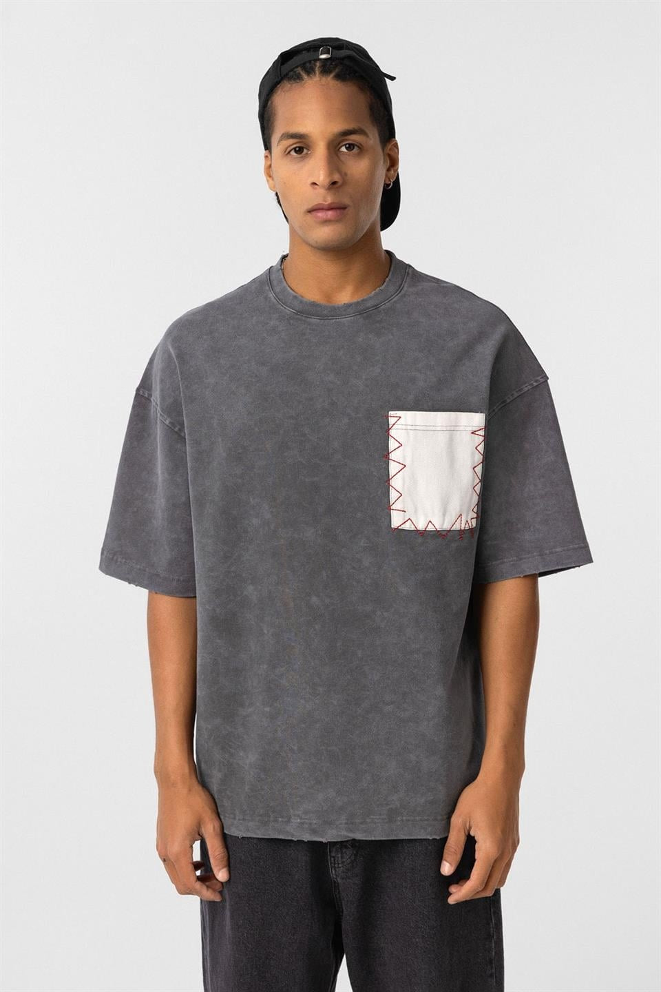 Oversized T-Shirt with Washed Pocket Detail