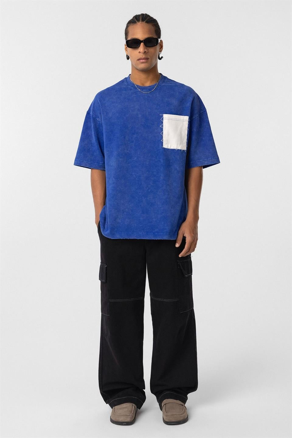 Oversized T-Shirt with Washed Pocket Detail
