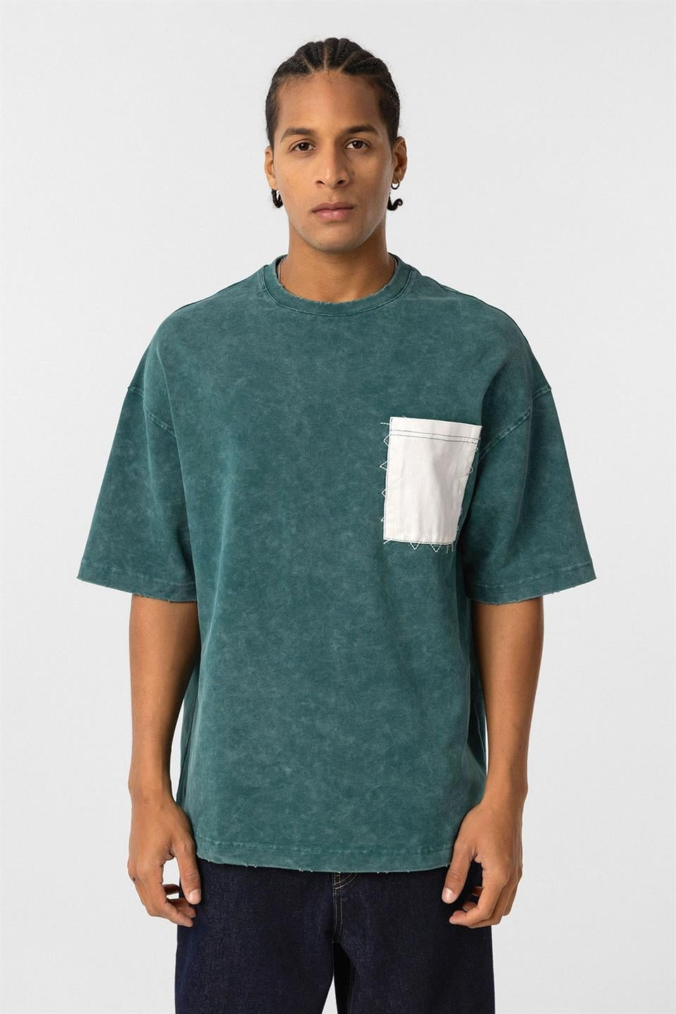 Oversized T-Shirt with Pocket Detail, Pre-Washed, V70-73