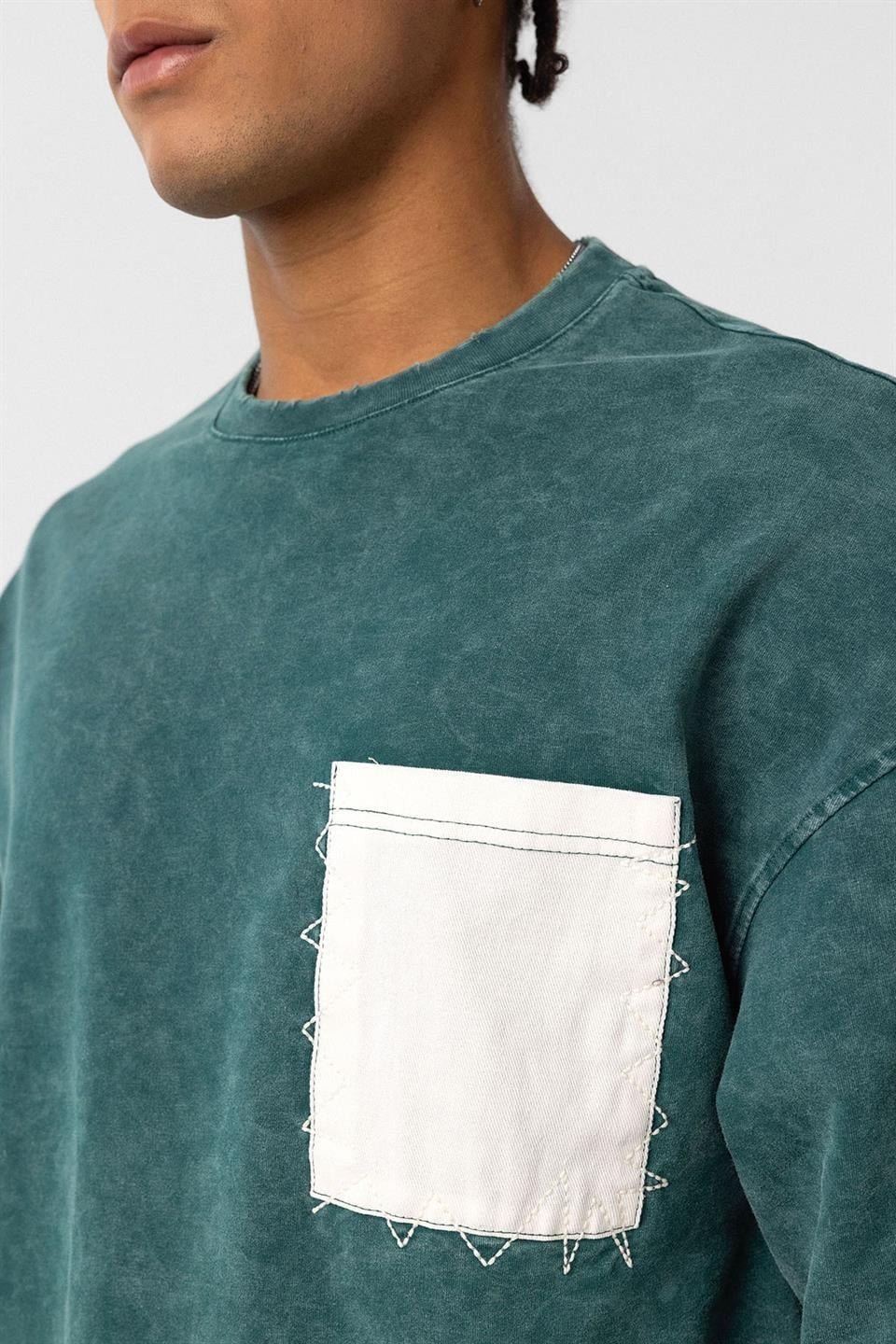 Oversized T-Shirt with Pocket Detail, Pre-Washed, V70-73