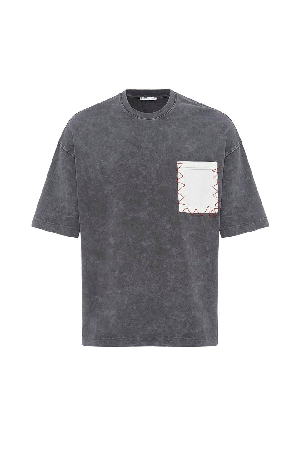 Oversized T-Shirt with Washed Pocket Detail