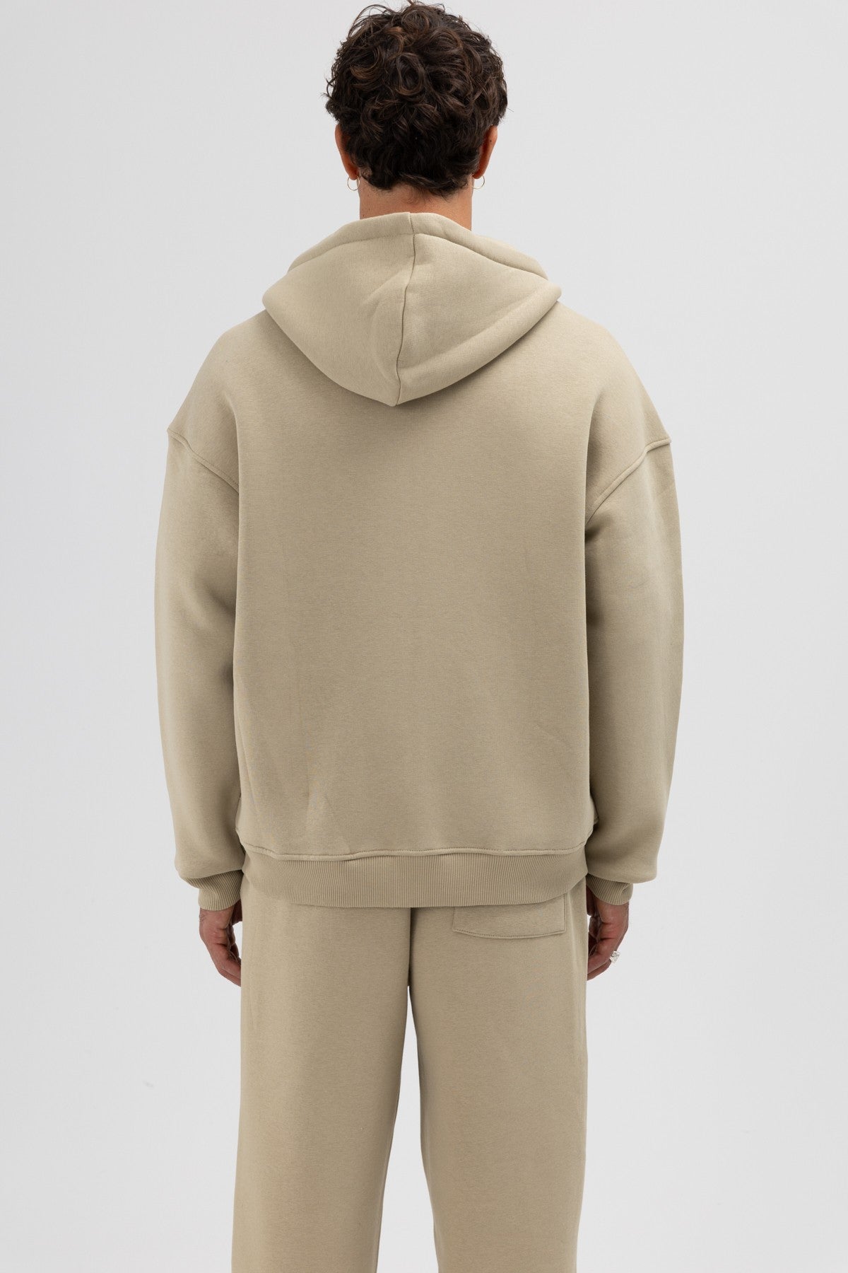 Basic Oversized Hooded Sweatshirt with Zipper