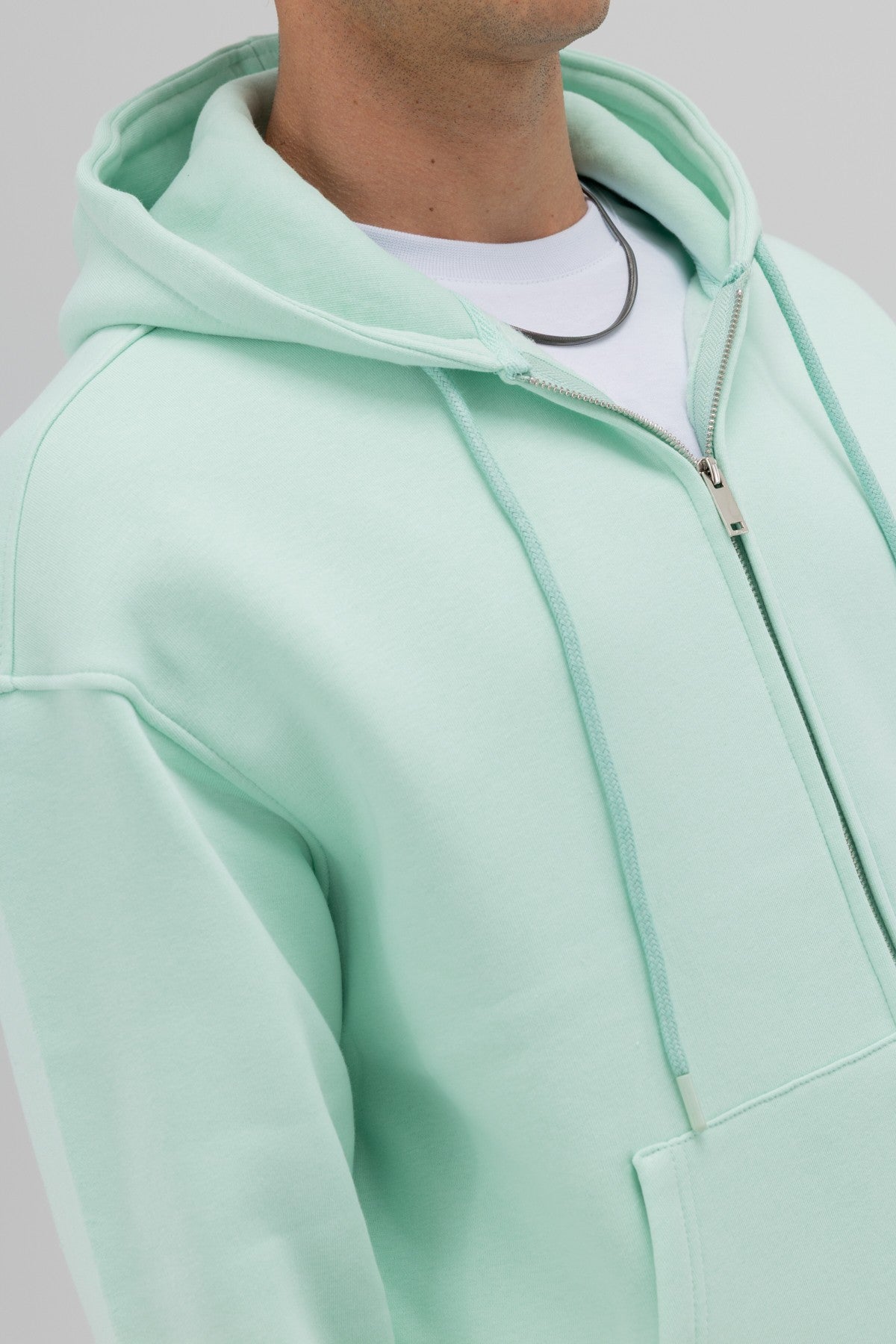 Basic Oversized Hooded Sweatshirt with Zipper