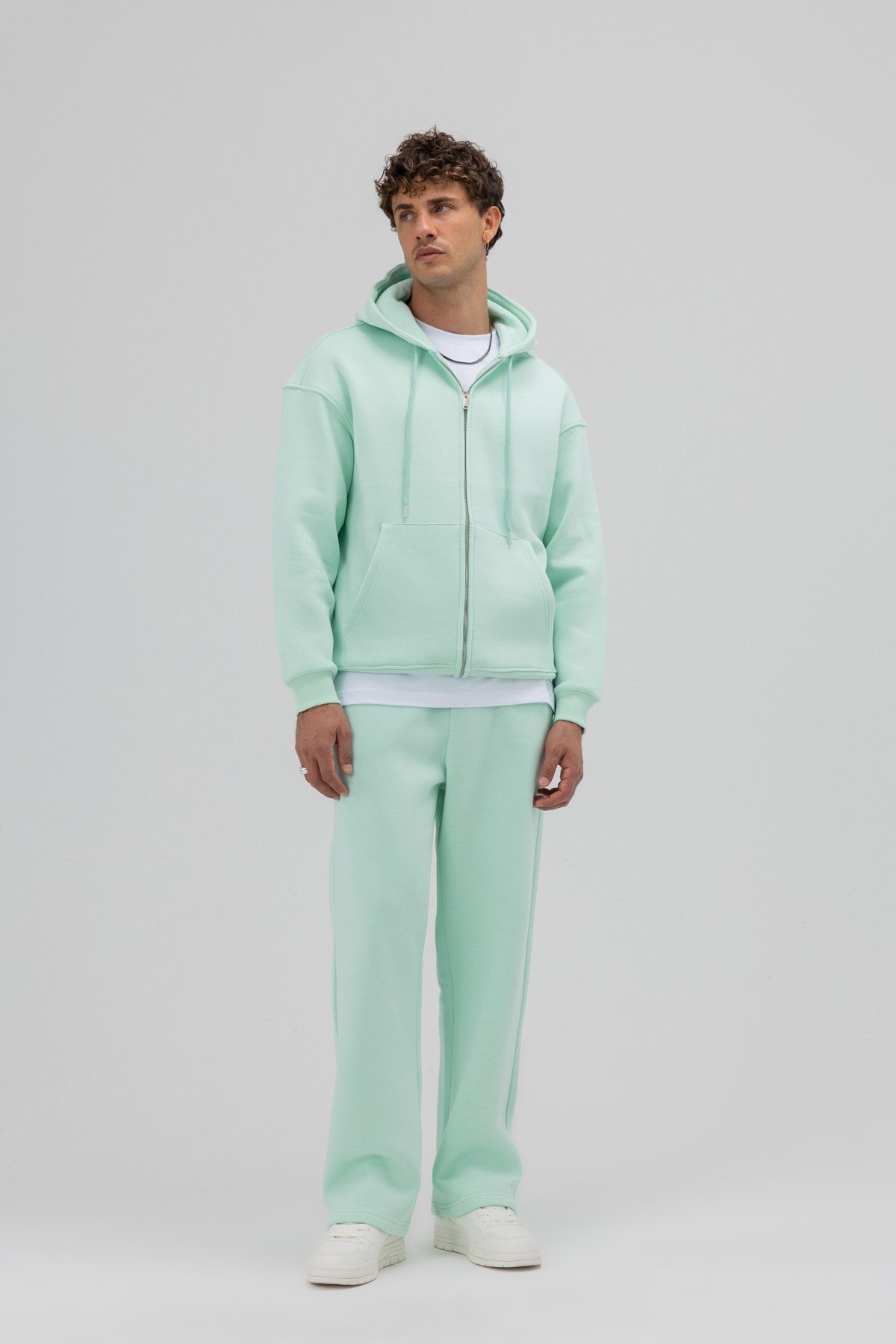 Basic Oversized Hooded Sweatshirt with Zipper