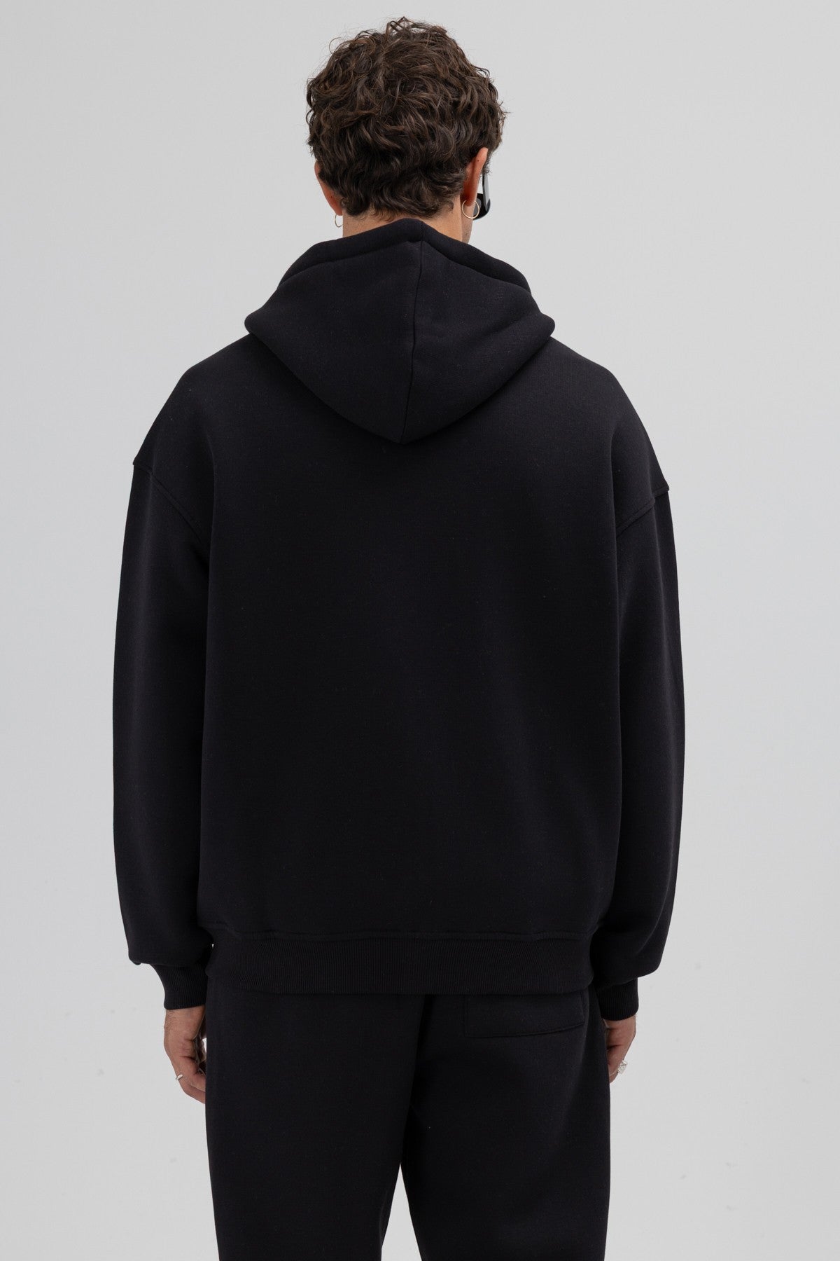 Basic Oversized Hooded Sweatshirt with Zipper