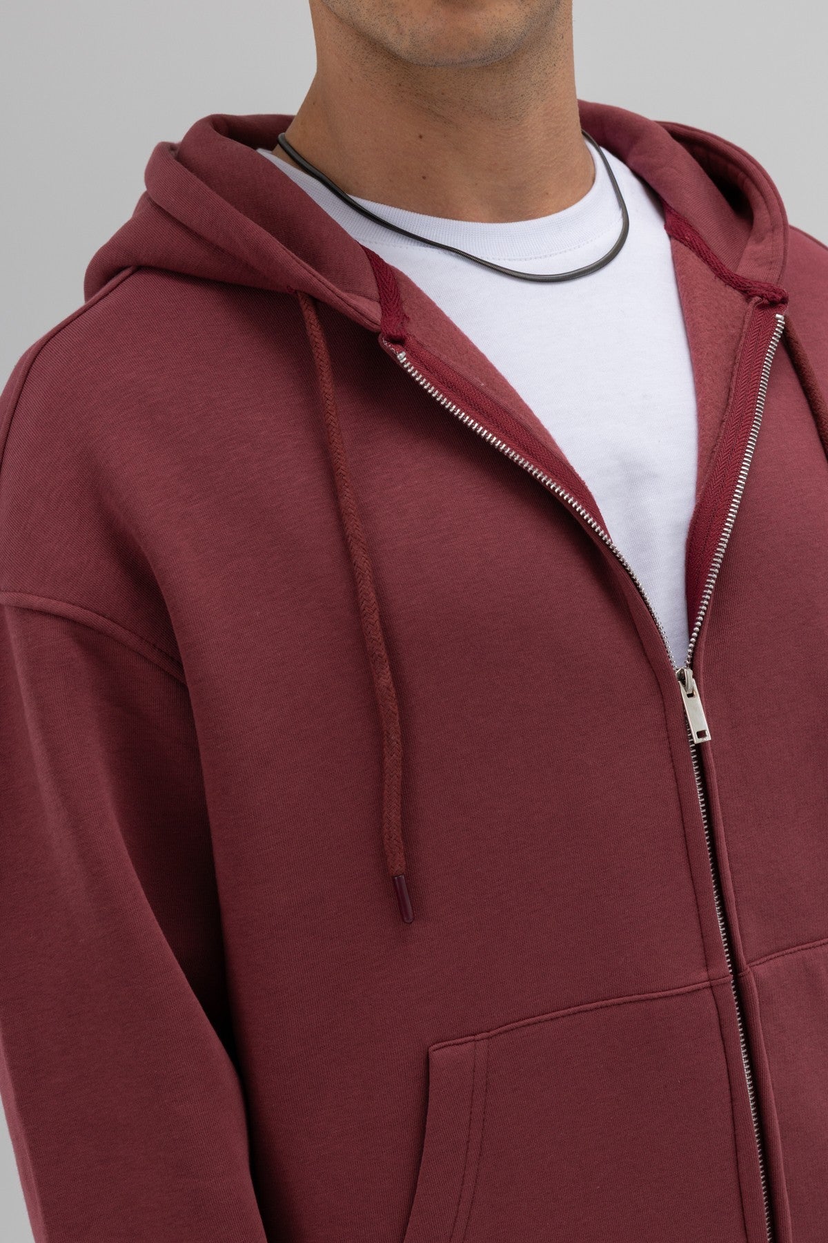 Basic Oversized Hooded Sweatshirt with Zipper