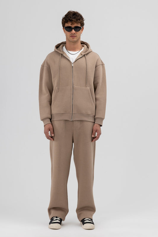 Basic Oversized Hooded Sweatshirt with Zipper