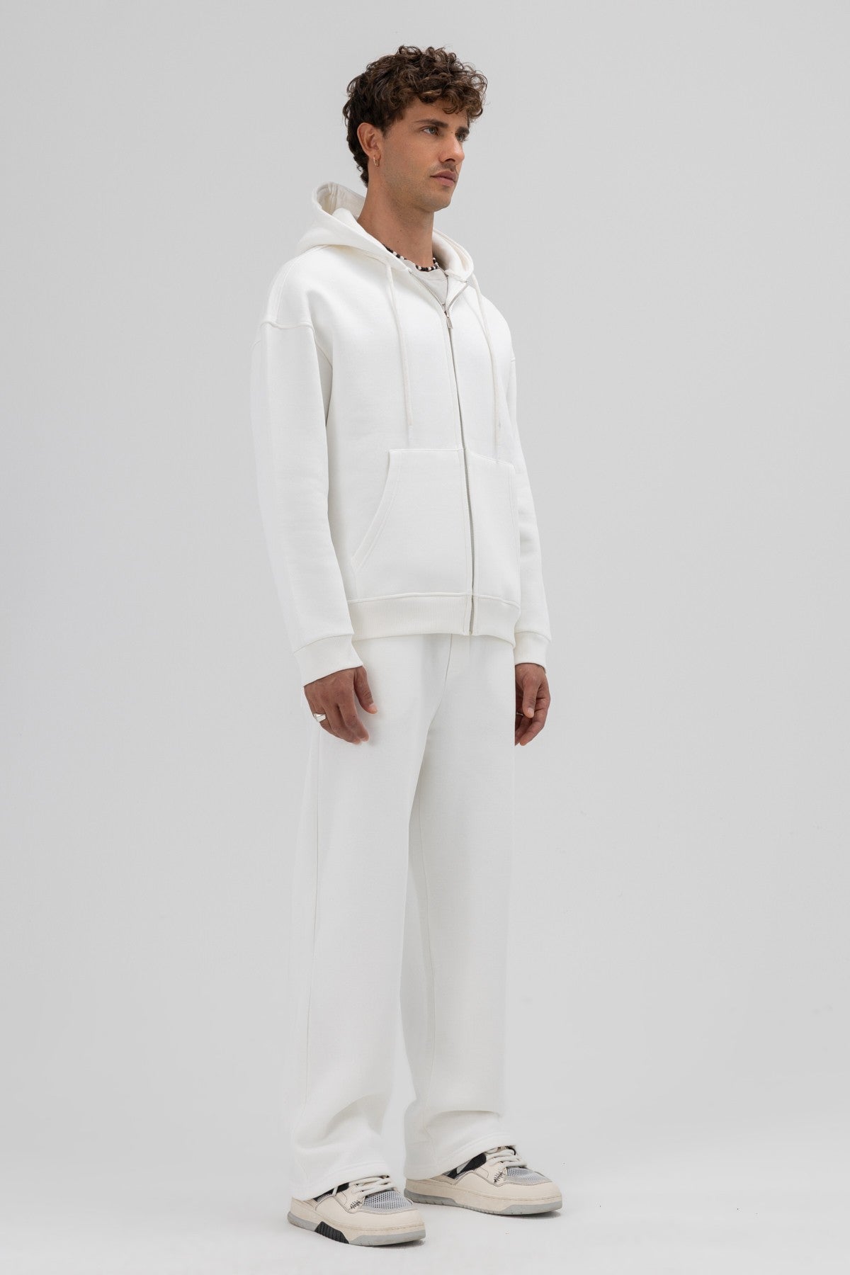 Basic Oversized Hooded Sweatshirt with Zipper