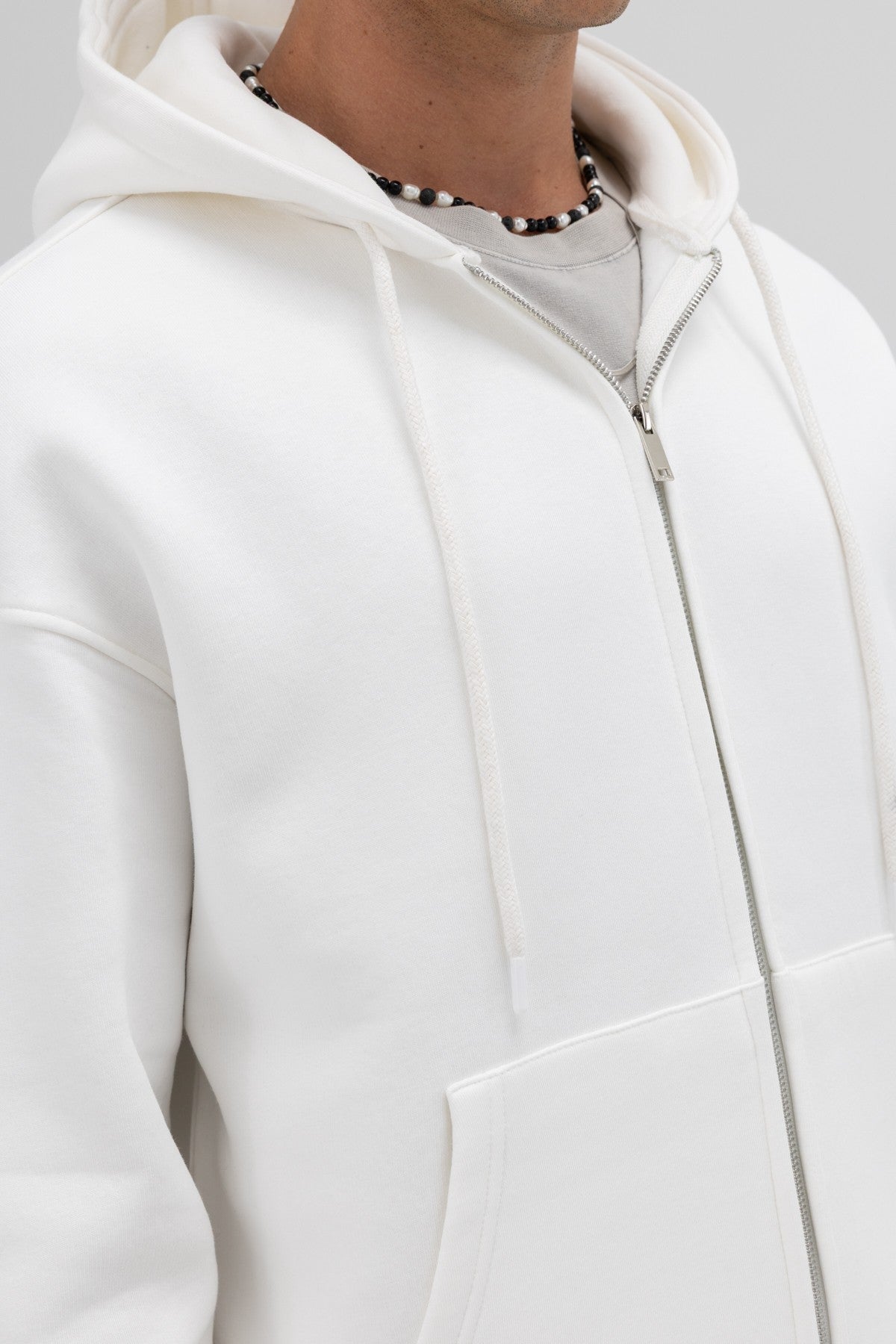 Basic Oversized Hooded Sweatshirt with Zipper