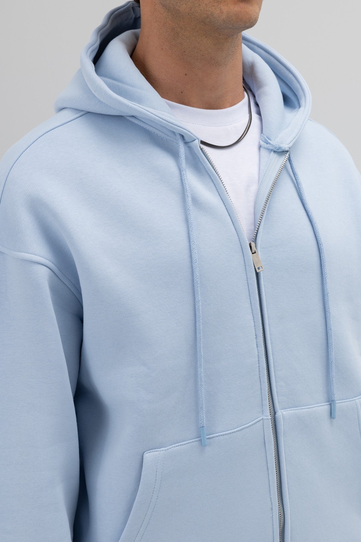 Basic Oversized Hooded Sweatshirt with Zipper