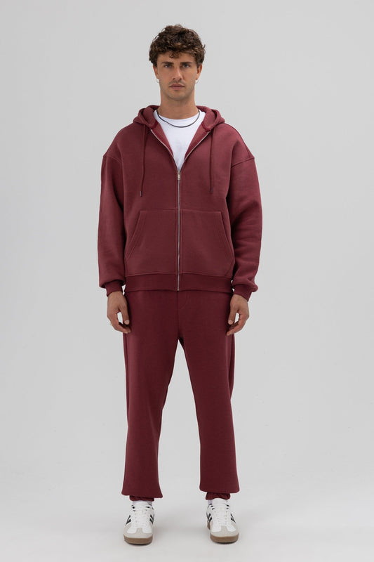 Basic Oversized Hooded Sweatshirt with Zipper