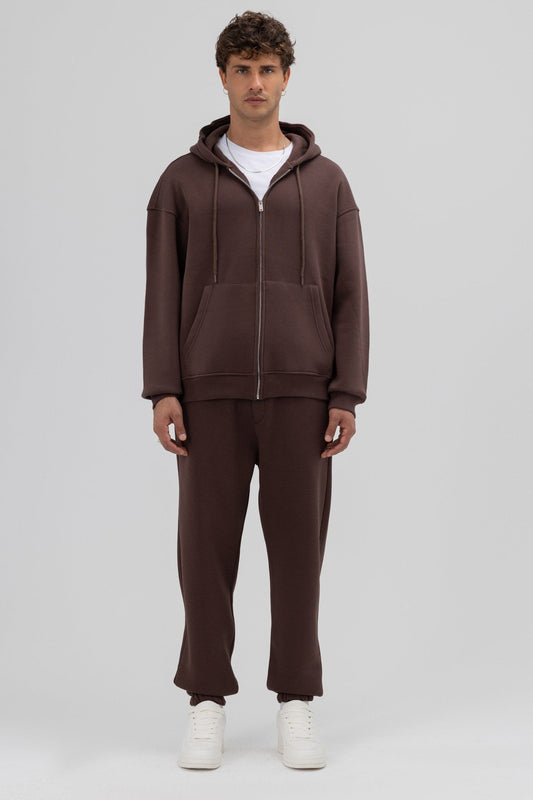 Basic Oversized Hooded Sweatshirt with Zipper