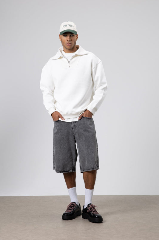 Basic Zipper-Front Stand-Up Collar Sweatshirt