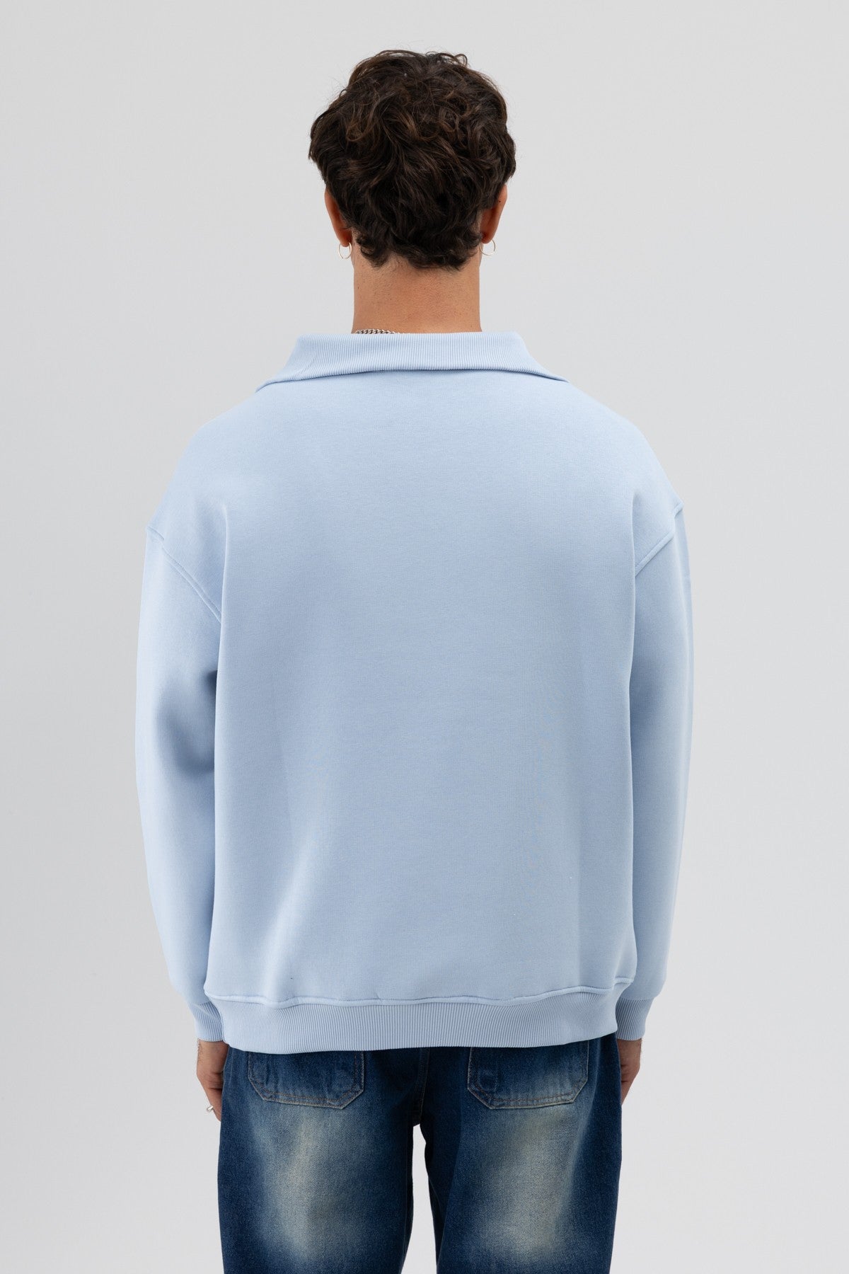 Basic Zipper-Front Stand-Up Collar Sweatshirt