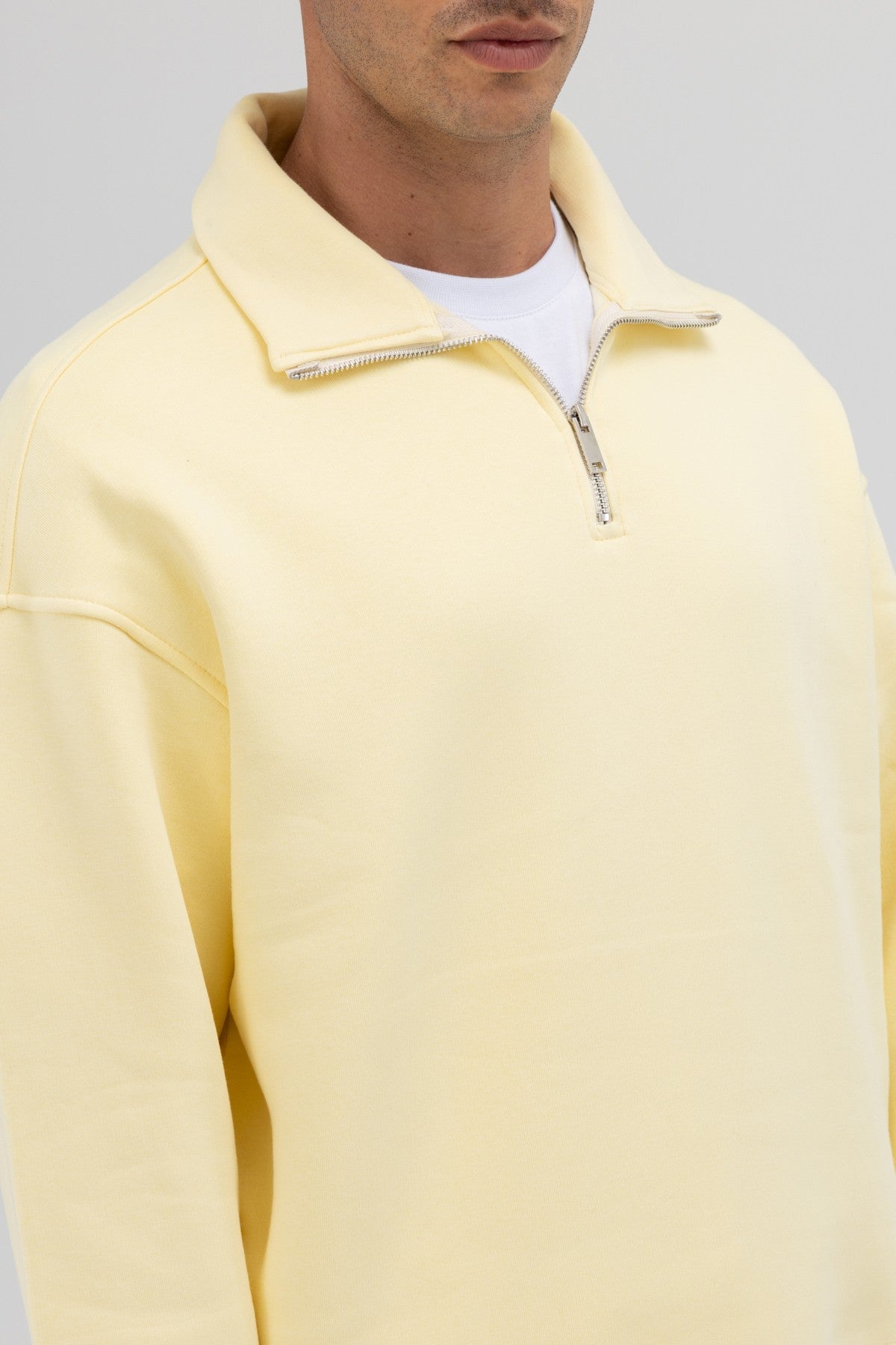 Oversized Zipper-Front Stand-Up Collar Sweatshirt