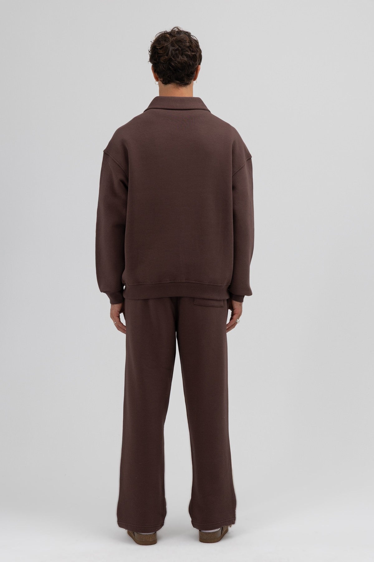 Oversized Zipper-Front Stand-Up Collar Sweatshirt