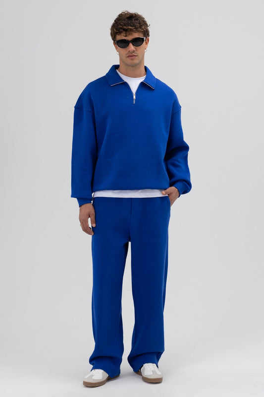 Oversized Zipper-Front Stand-Up Collar Sweatshirt