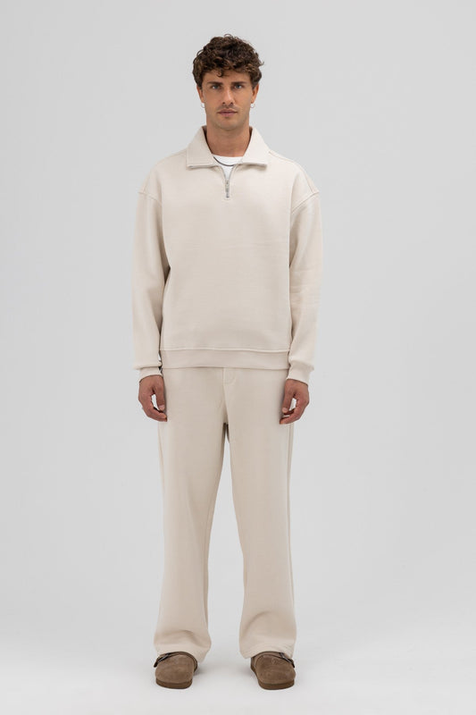 Oversized Zipper-Front Stand-Up Collar Sweatshirt