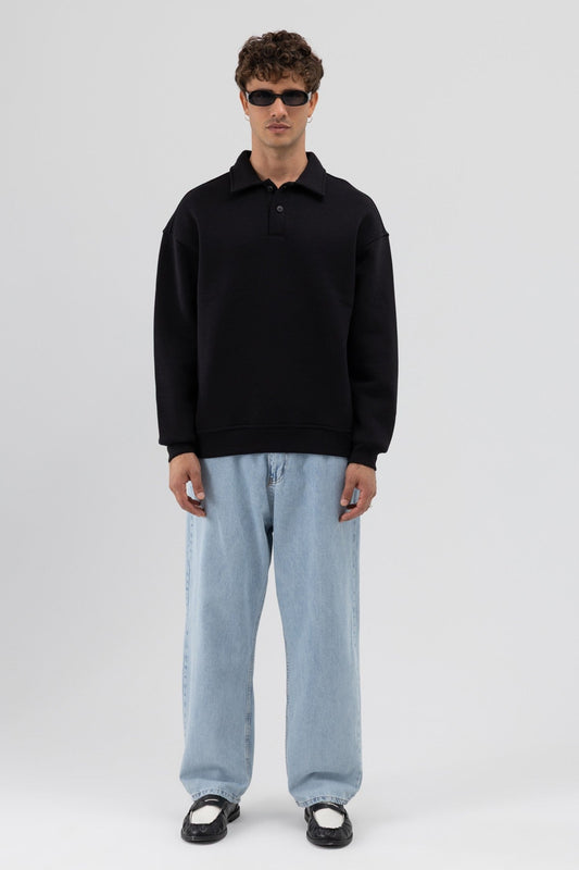 Basic Polo-Neck Sweatshirt