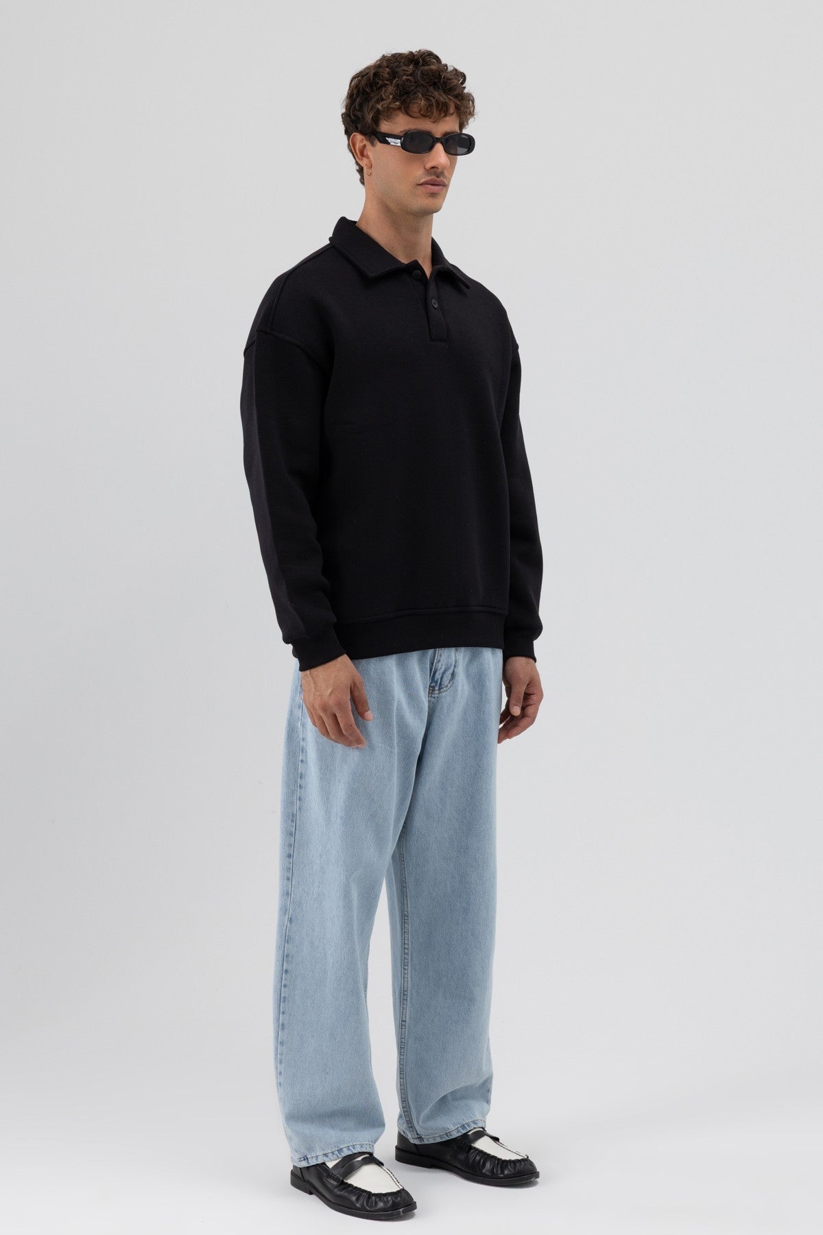 Basic Polo-Neck Sweatshirt