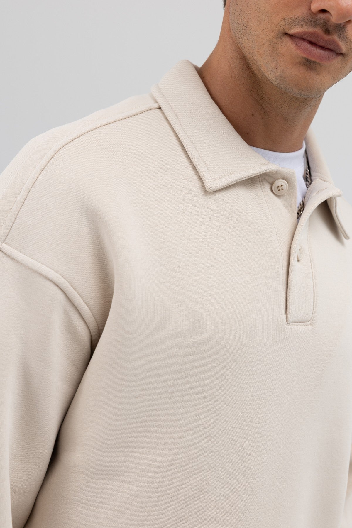Basic Polo-Neck Sweatshirt