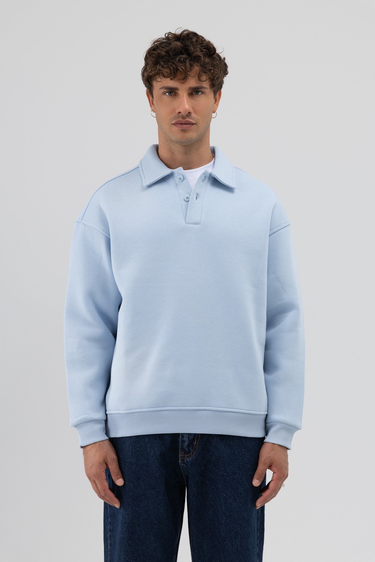 Basic Polo-Neck Sweatshirt