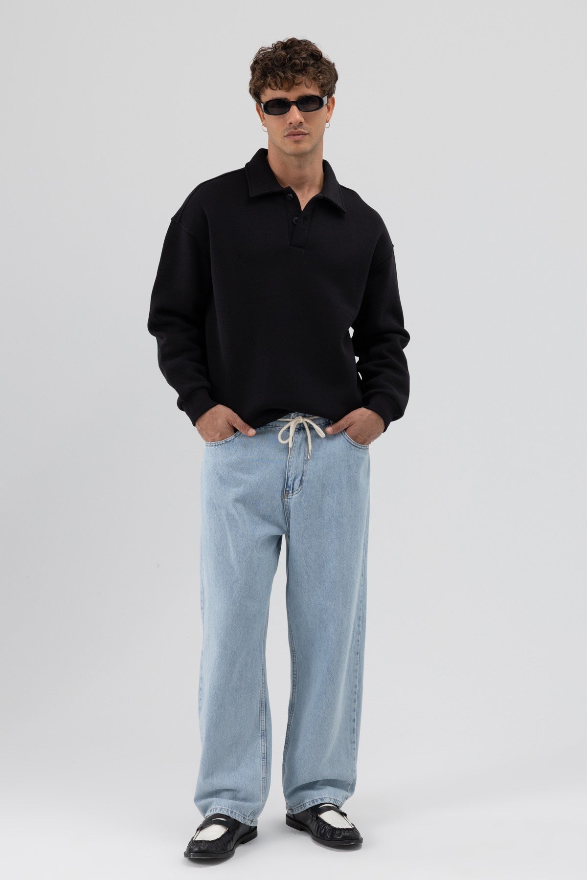 Basic Polo-Neck Sweatshirt