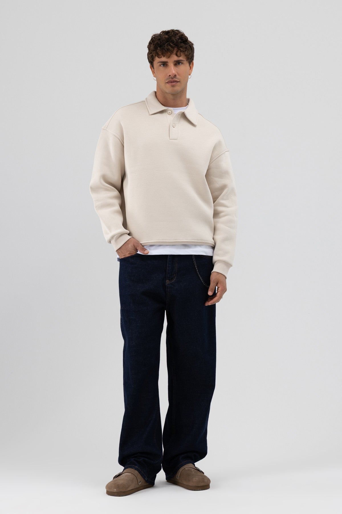 Basic Polo-Neck Sweatshirt