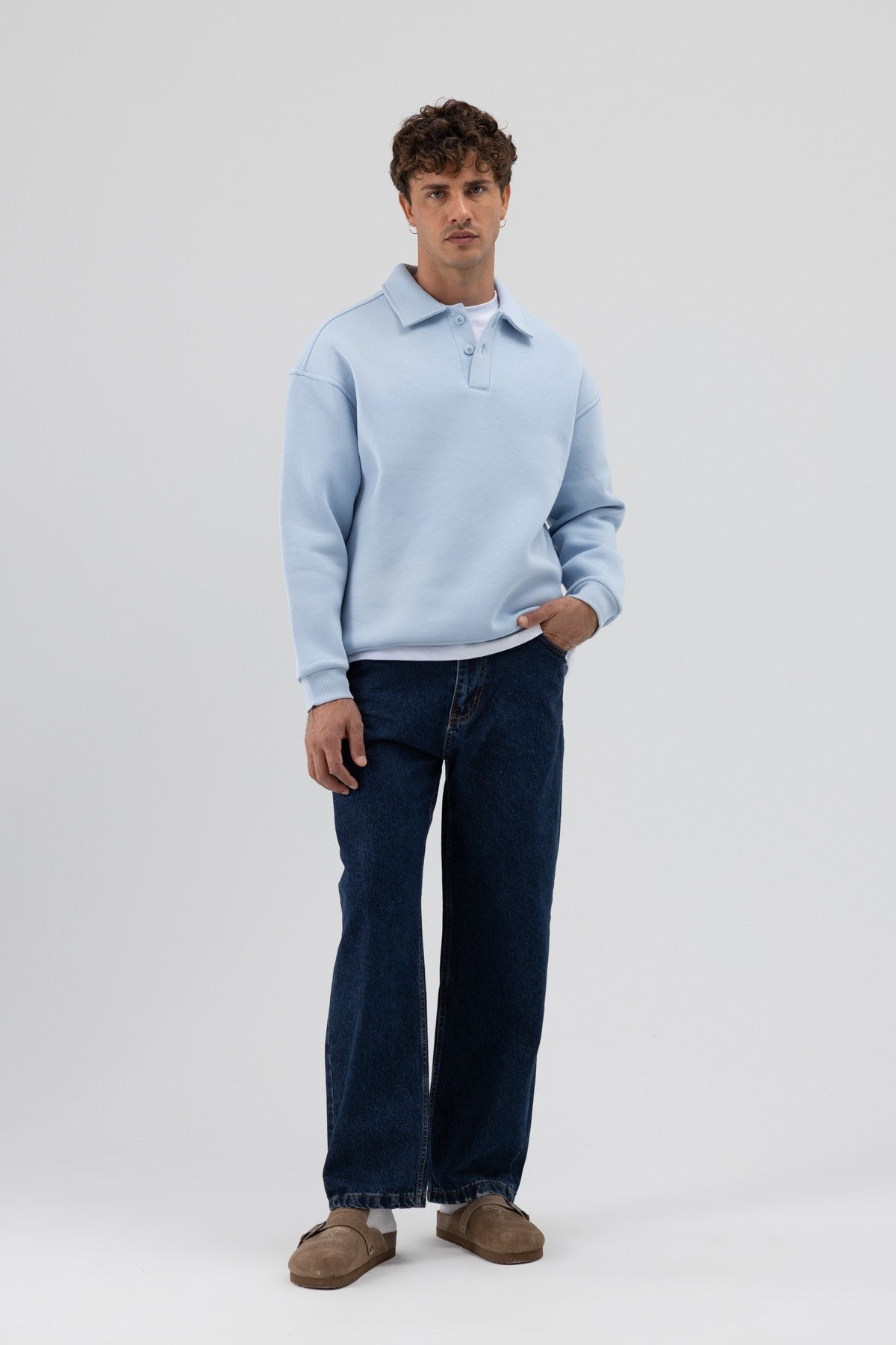 Basic Polo-Neck Sweatshirt