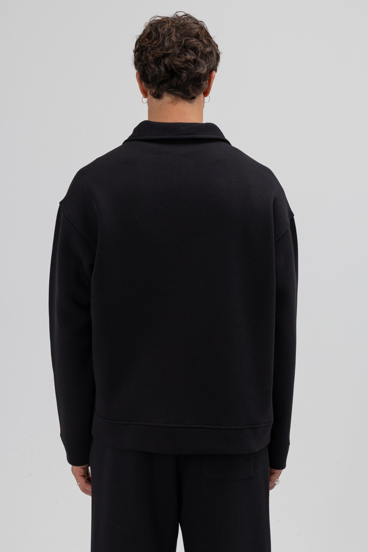 Oversized Stand-Up Collar Sweatshirt with Front Zipper