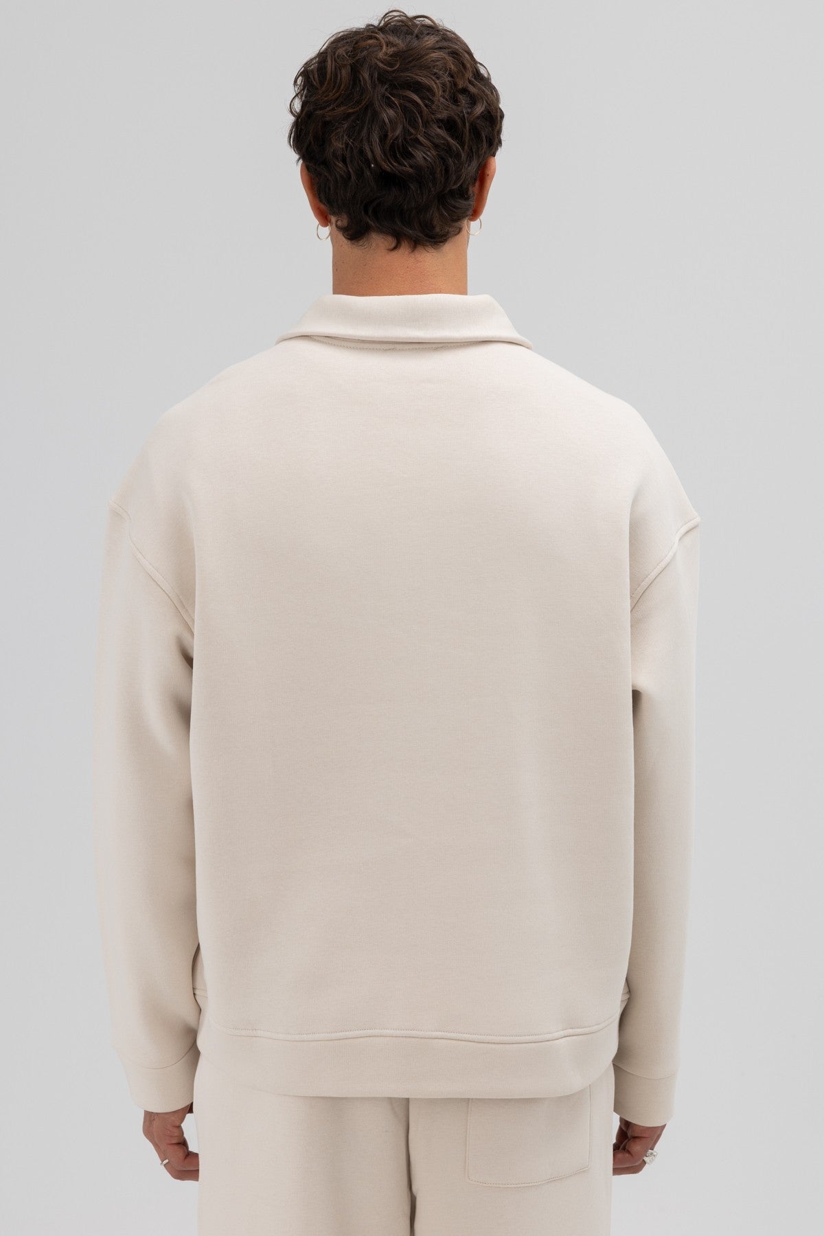 Oversized Stand-Up Collar Sweatshirt with Front Zipper