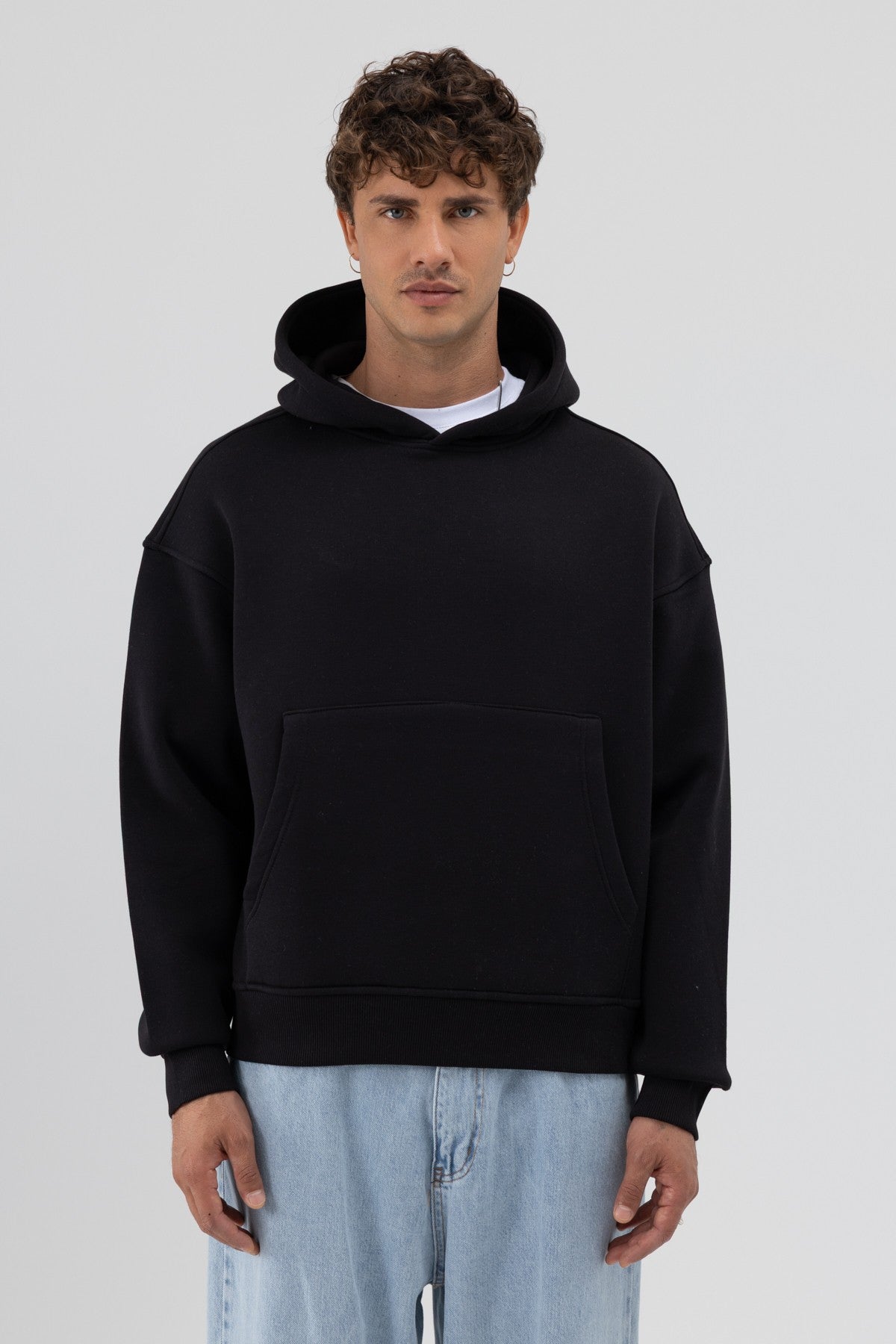 Basic Hooded Boxy-Fit Sweatshirt