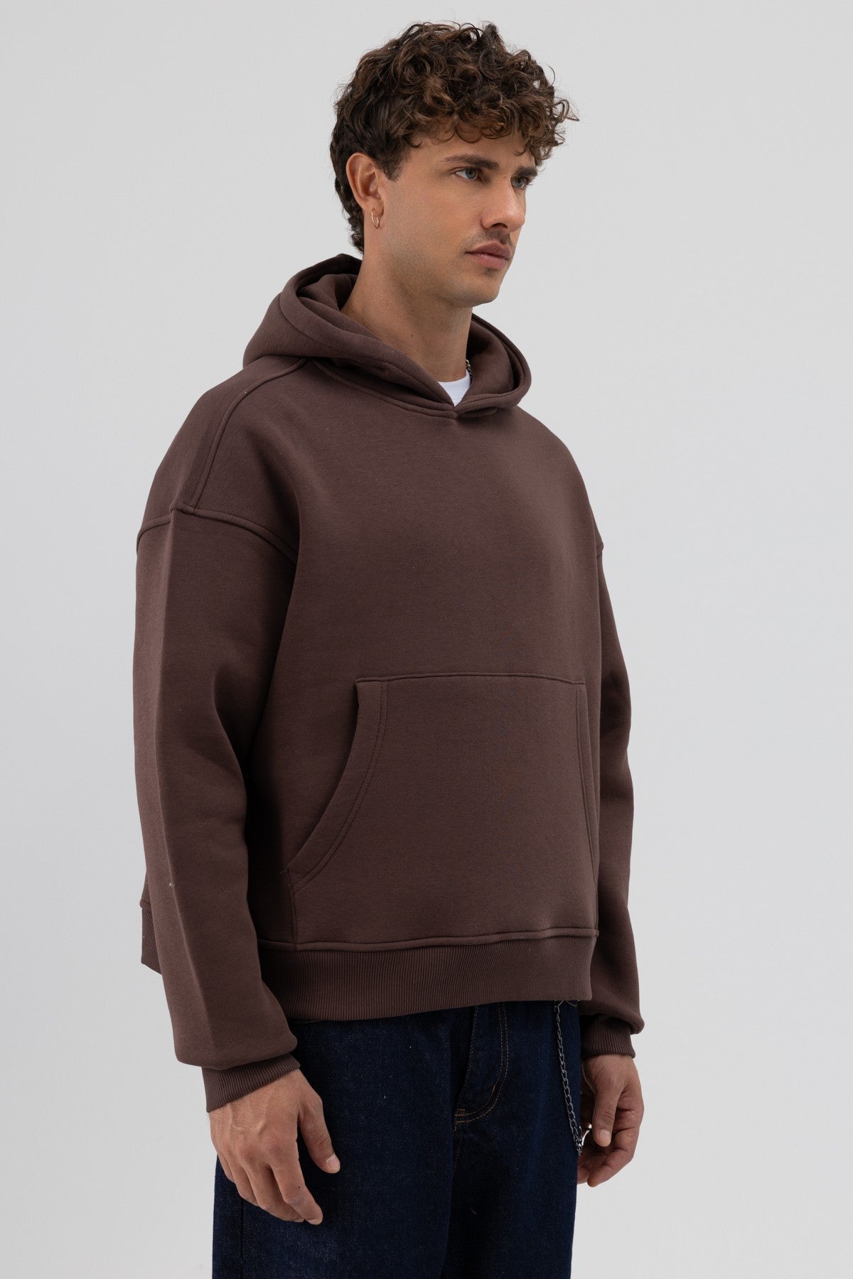 Basic Hooded Boxy-Fit Sweatshirt