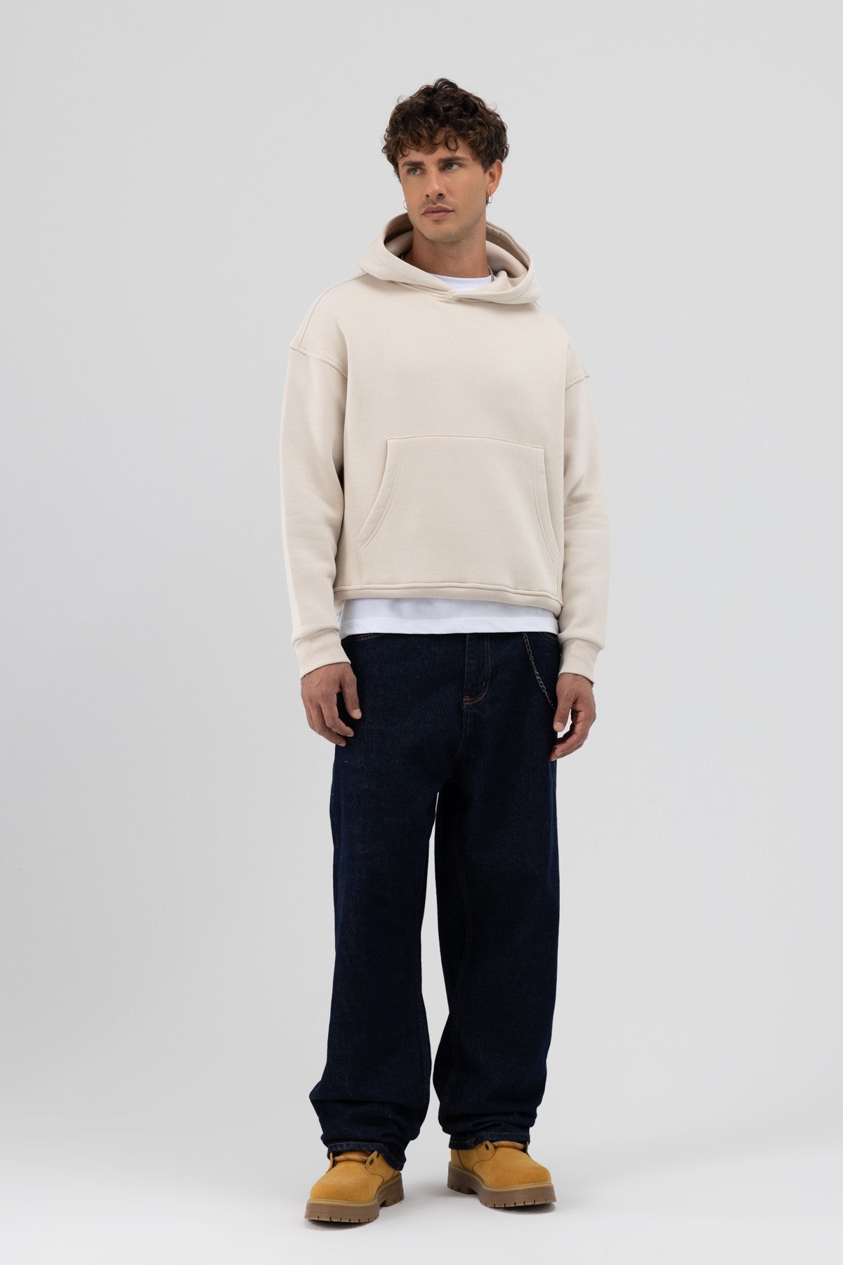 Basic Hooded Boxy-Fit Sweatshirt