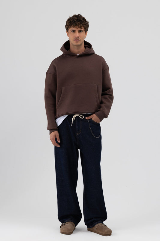 Basic Hooded Boxy-Fit Sweatshirt