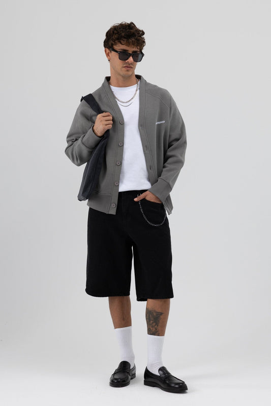 Oversized Button-Up Sweatshirt