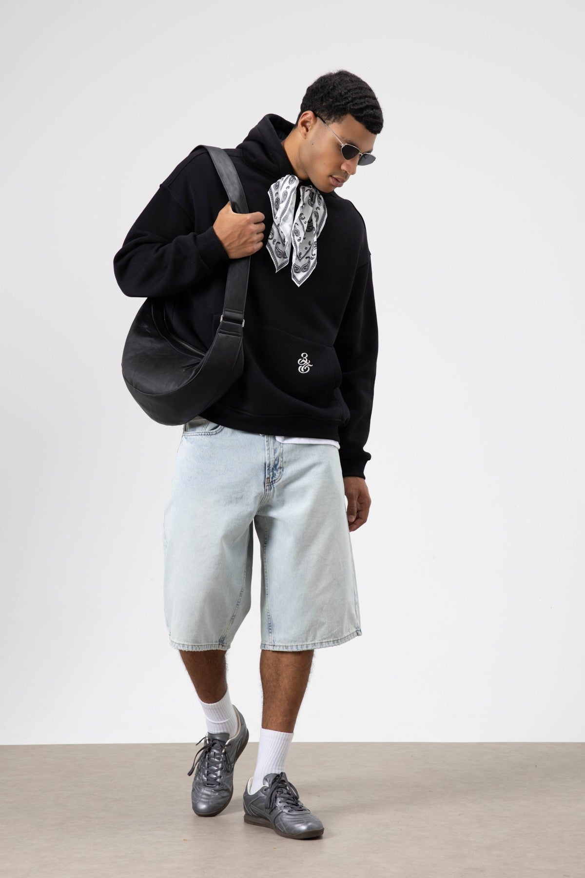 Oversized Hooded Sweatshirt with Scarf Detail